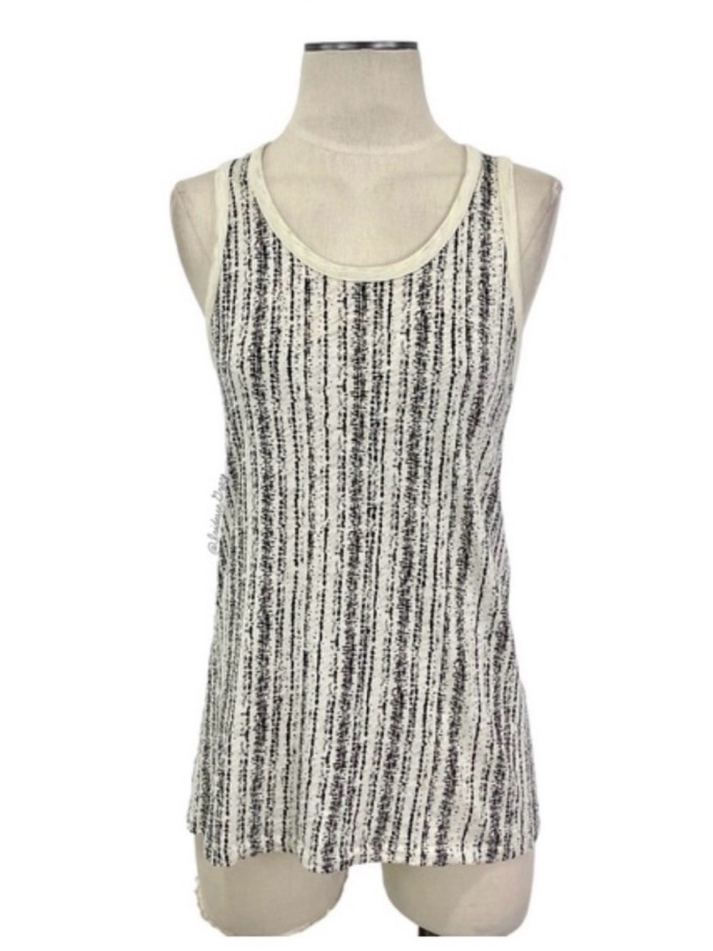 Rag & Bone Abstract Cream & Black Dot Racerback Tank Top Size Small